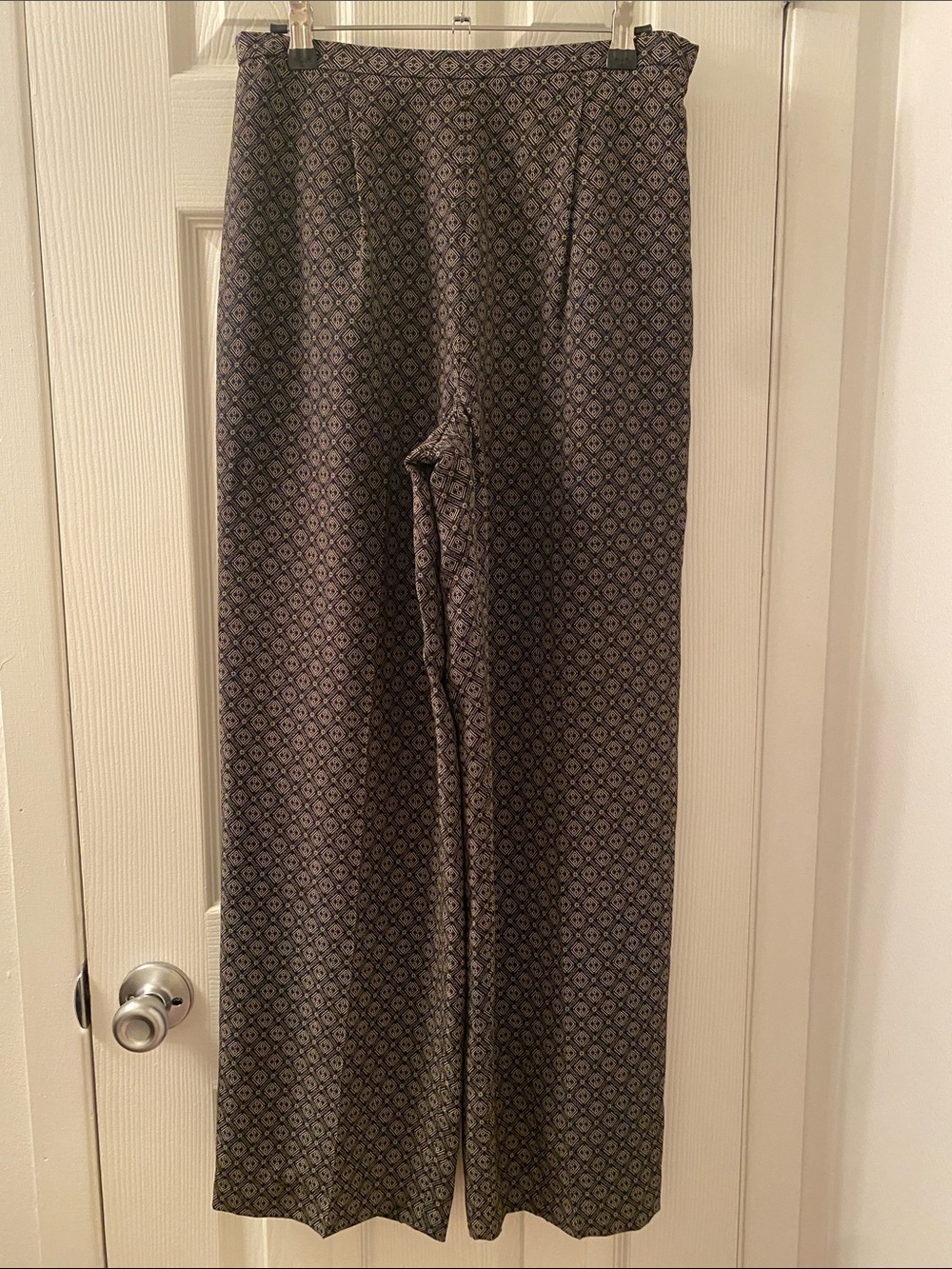 Classic Talbots Black and Brown Wide-Leg Printed Pants Size 6 100% Silk!!